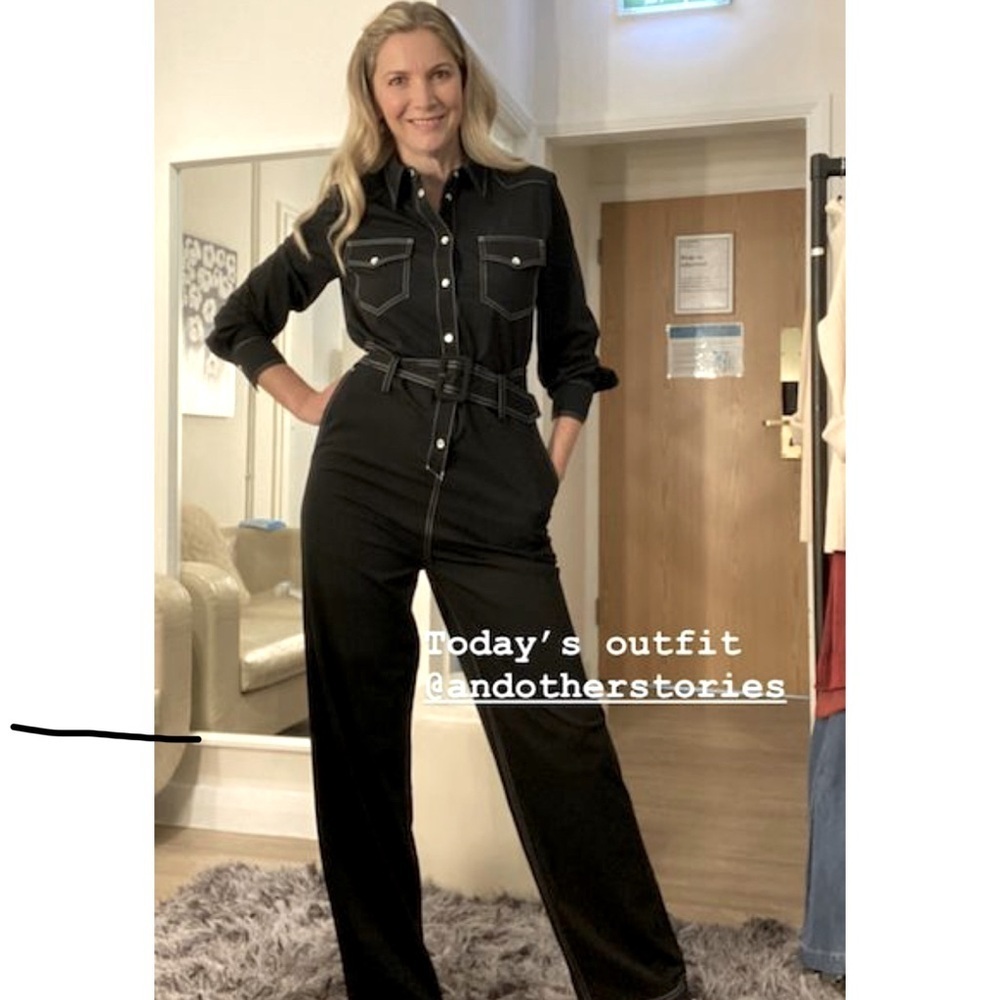 & Other Stories black + white jumpsuit size 4